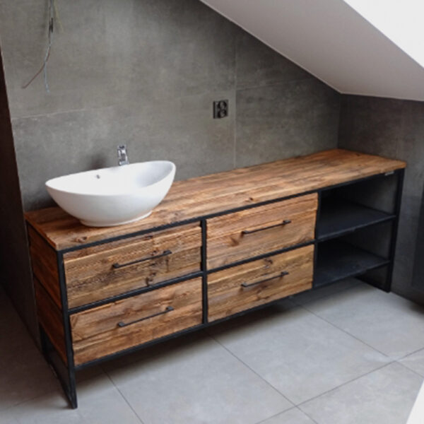 Szafka łazienkowa OM06 ze starego drewna pod umywalkę