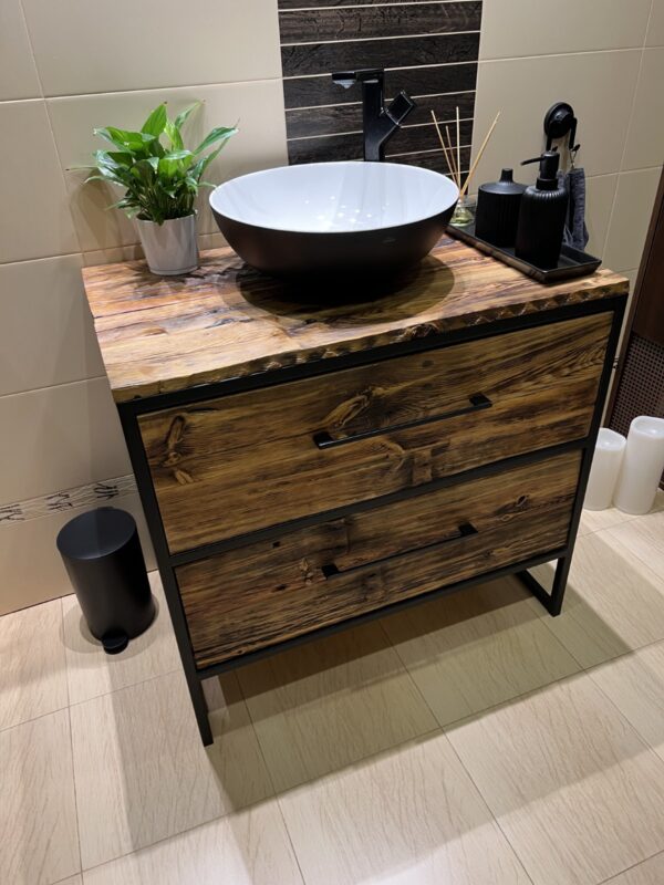 Szafka łazienkowa OM03 ze starego drewna z szufladami