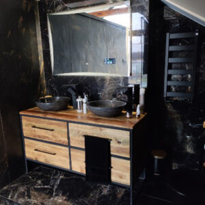 Szafka łazienkowa OM08 ze starego drewna pod umywalkę